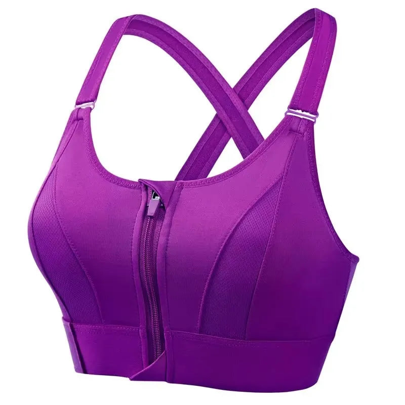Sports Bras For Women Front Zipper Adjustable Strap
