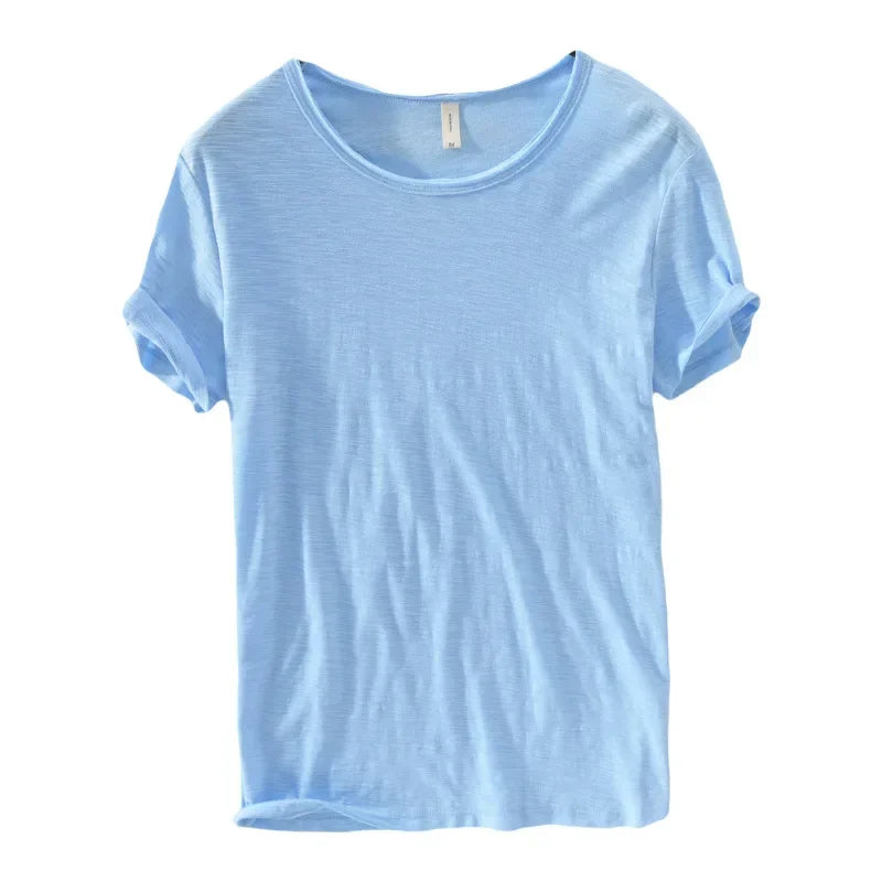 Retro Raw Edge T-Shirt for Men 100% Cotton