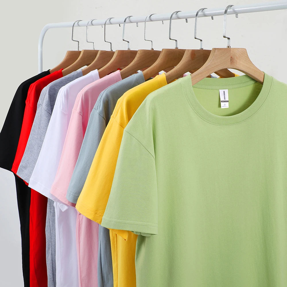 100% Cotton Solid T-shirts Women Sporty Short Sleeve