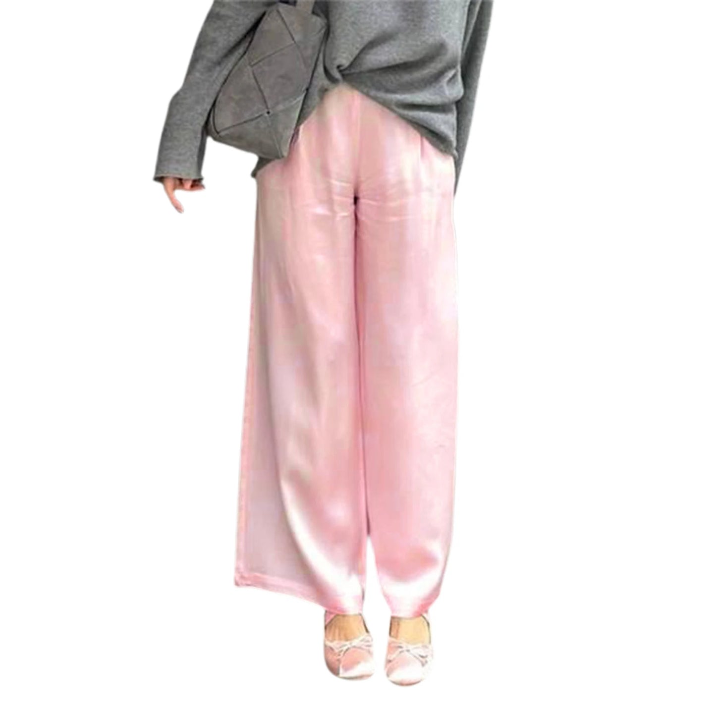 Chic Satin Wide Leg Dress Pants Women's Stylish Trousers
