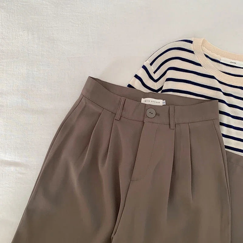 High Waist Women Suit Pants Fall Straight Office Ladies 2026