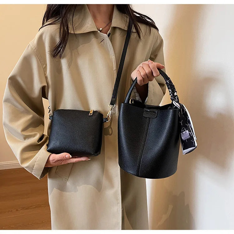 Simplicity High-end Women's Crossbody Bag Versatile Bucket Bag