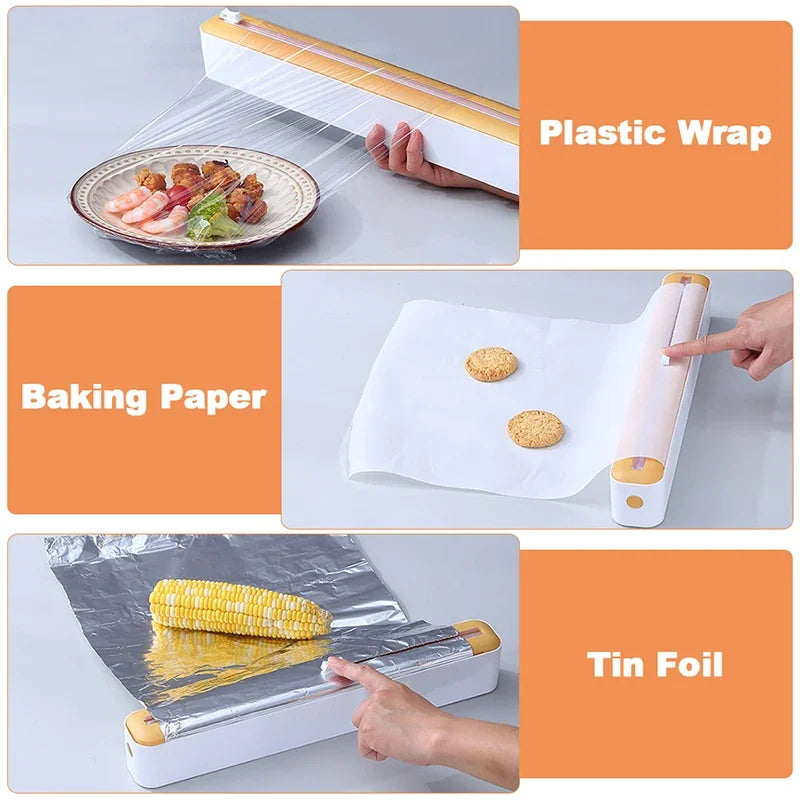Magnetic Plastic Wrap Dispenser with Cutter Storage Box