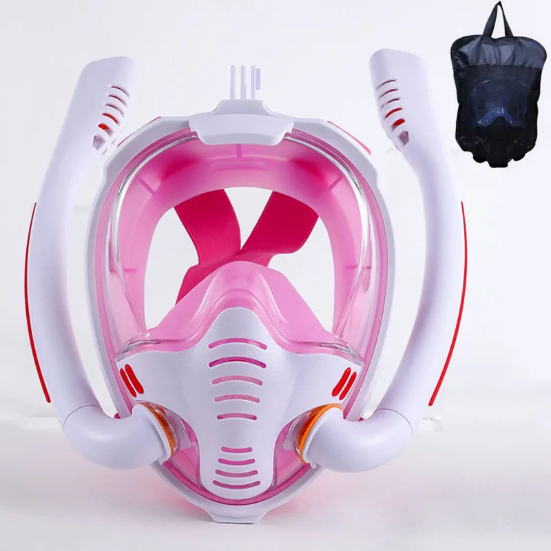 high Quality Snorkeling Mask Double Tube Silicone Full Dry Diving Mask for Adult