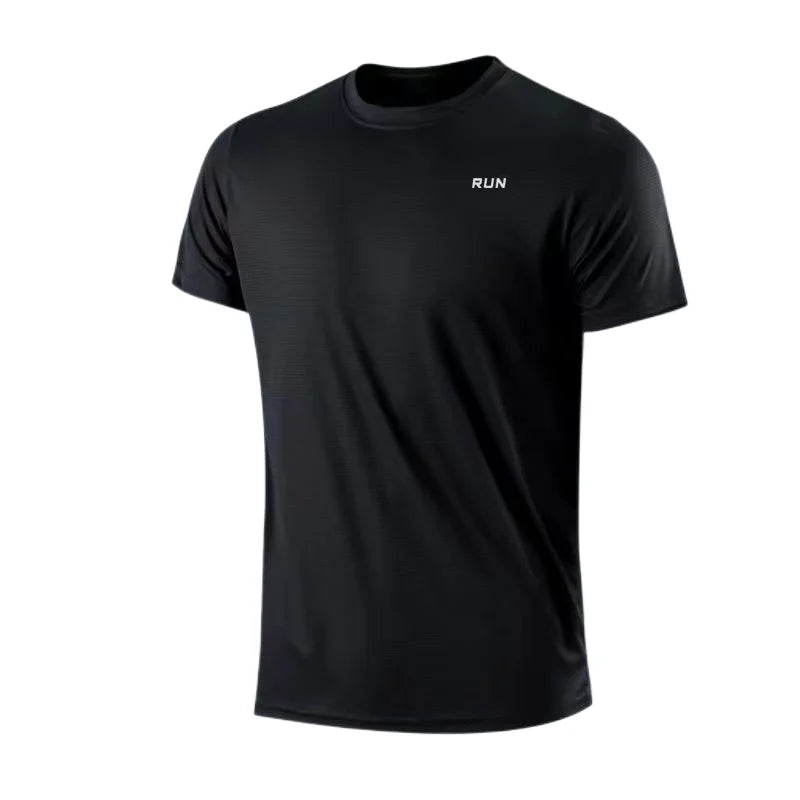 Men's Quick Dry Short Sleeve Gym Running Neck T-Shirt