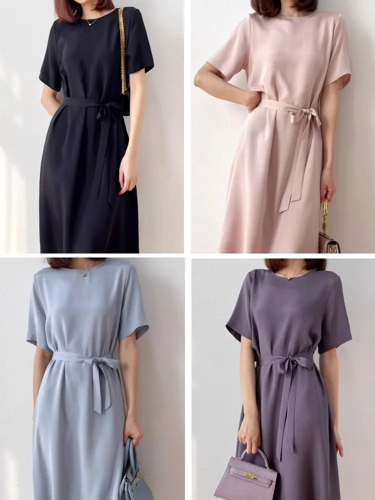 2026 Summer New 26MM 93%Natural Mulberry Silk Elastic Women's Dress