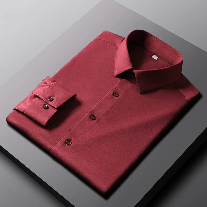 Casual Long Sleeved Solid Color Shirt Non Ironing and Wrinkle Resistant