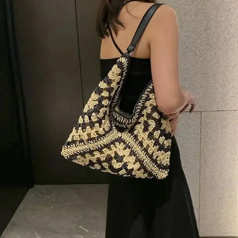 Popular Women's Woven Straw Shoulder Bag Medium Size