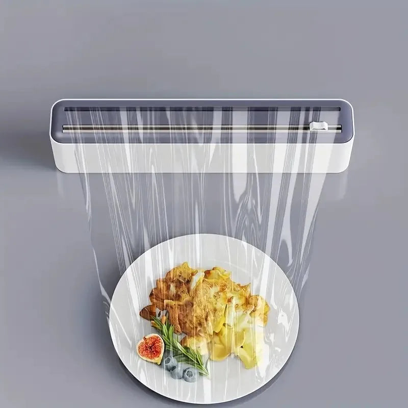 Large Size Plastic Wrap Dispenser with Cutter, Dual Slide Cutting Multifunctional Foil & Parchment Paper Cutter