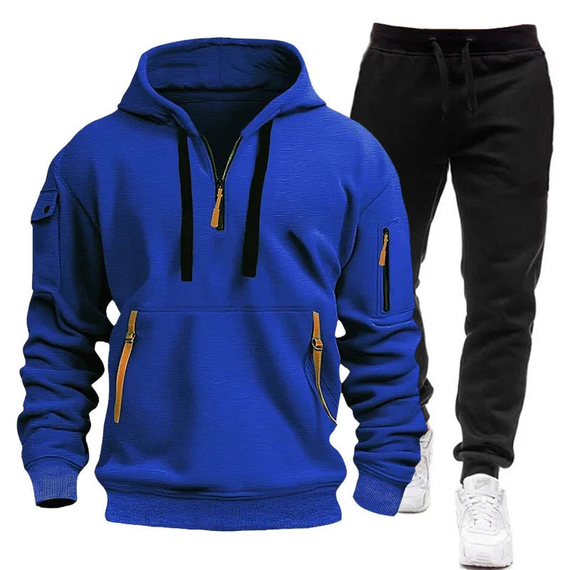 Sweatshirt set for outdoor sports and fitness trend hooded