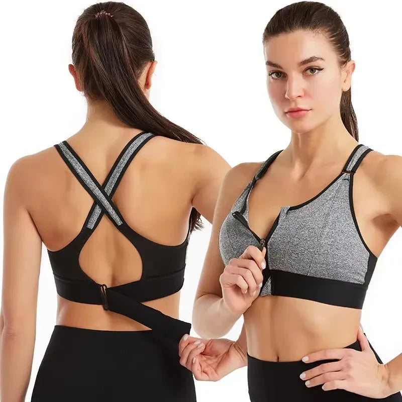 Sports Bras For Women Front Zipper Adjustable Strap