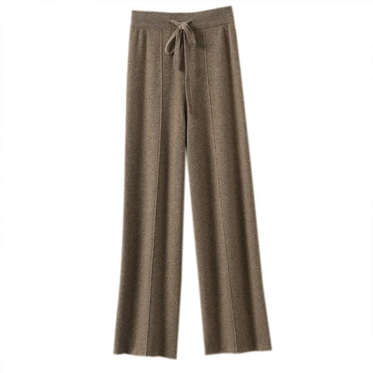 Women's High waisted warm knit wide leg straight leg pants for women