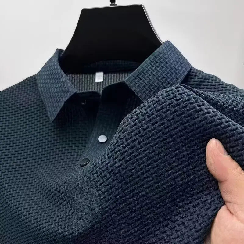Men's Bone Flower Solid Color Polo Shirt Versatile Top