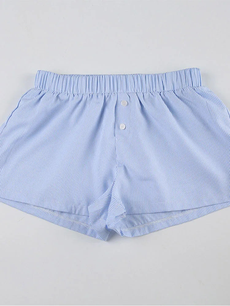 Striped Print Casual Shorts for Women
