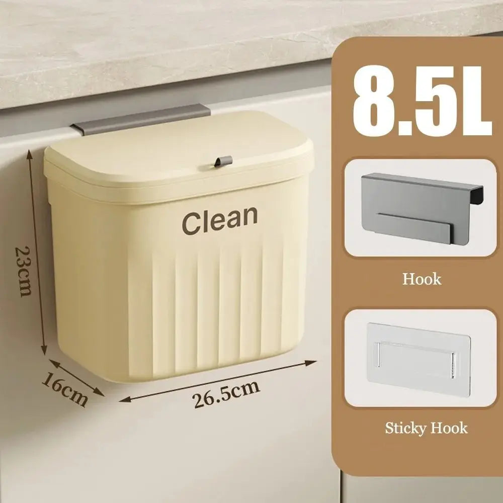 Durable Trash Can Wall Mounted Hanging With Lid Kitchen Bin