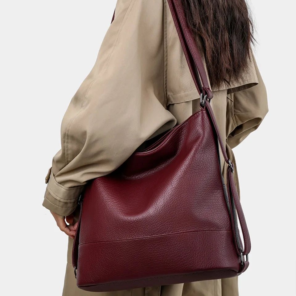 Top Quality Leather Backpack for Women with Large Capacity