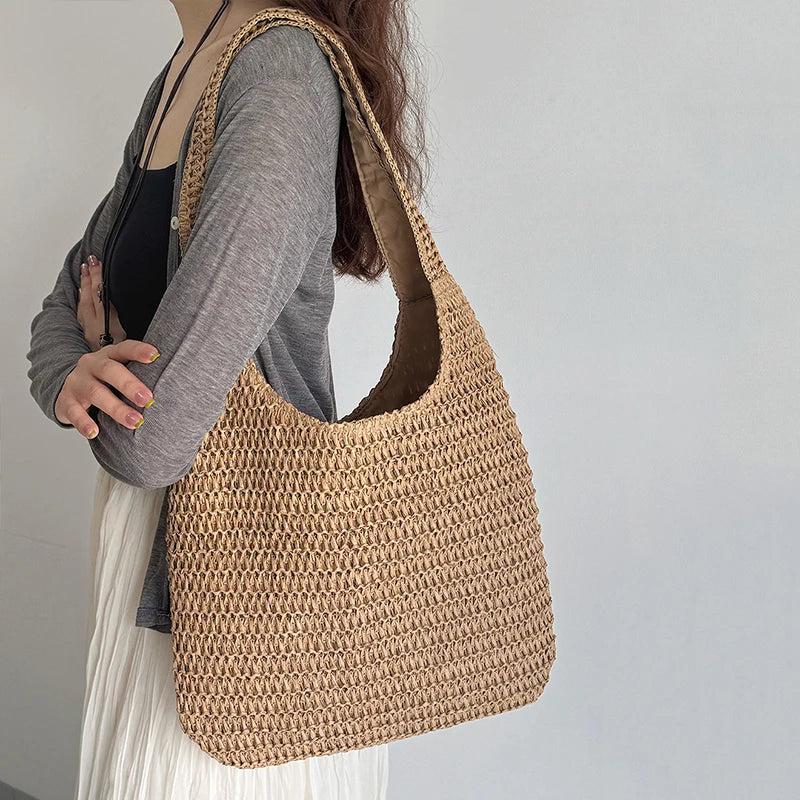 Summer Beach Fashion Rattan Women Shoulder Bags Large Capacity