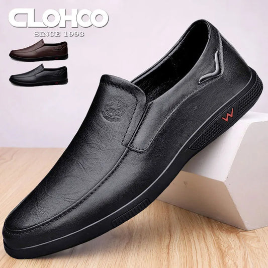 Men's Business Casual Shoes Handmade Layered Cowhide Rubber Bottom Leather Footwear for Office