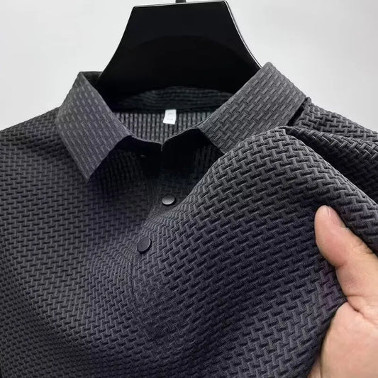 Men's Bone Flower Solid Color Polo Shirt Versatile Top
