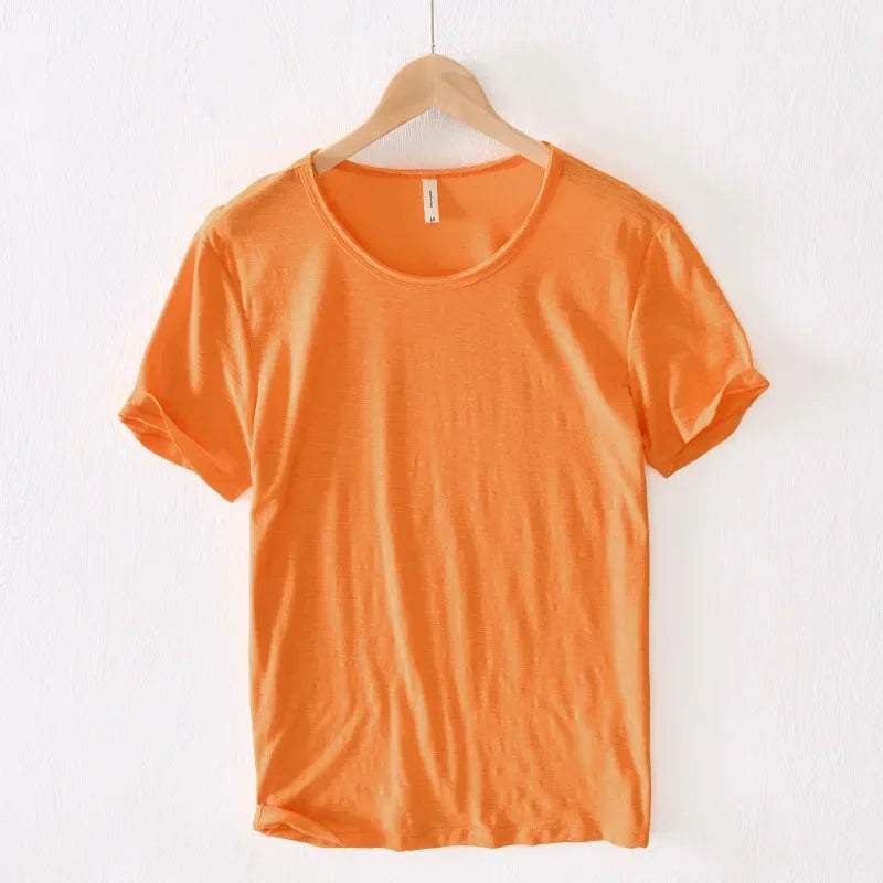 Retro Raw Edge T-Shirt for Men 100% Cotton