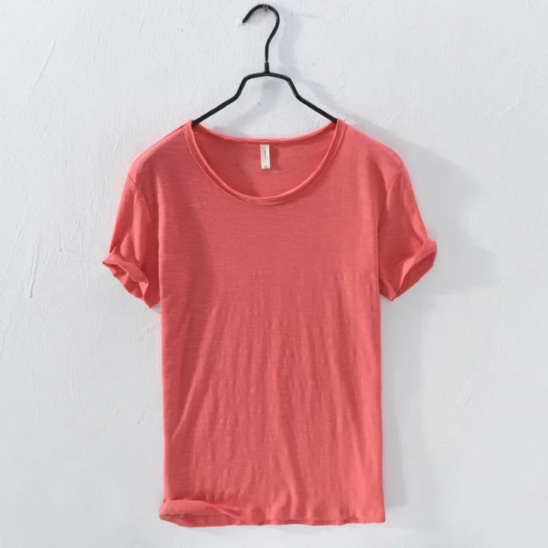 Retro Raw Edge T-Shirt for Men 100% Cotton