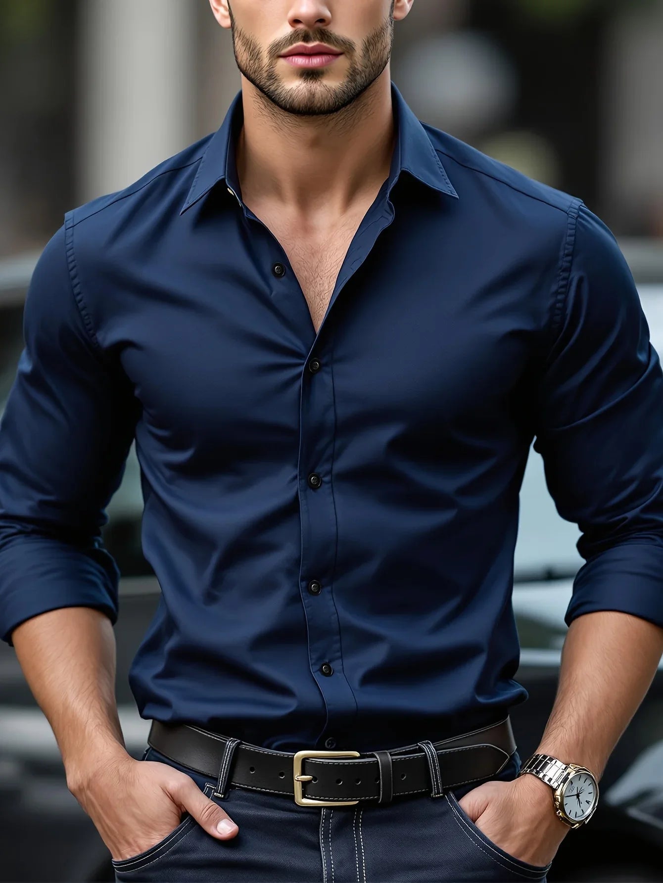 Brand New Solid Color Long Sleeve Smart Casual
