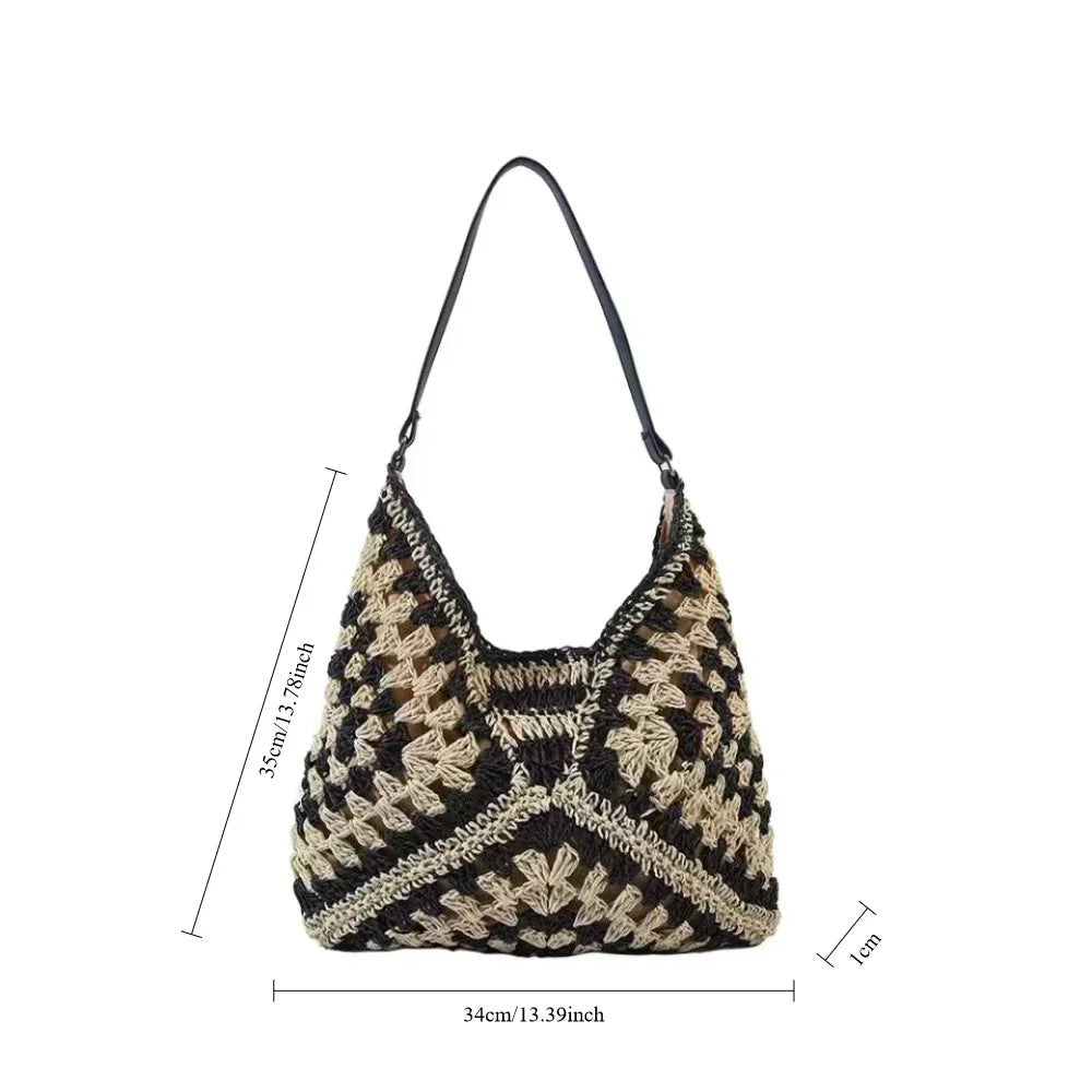 Popular Women's Woven Straw Shoulder Bag Medium Size