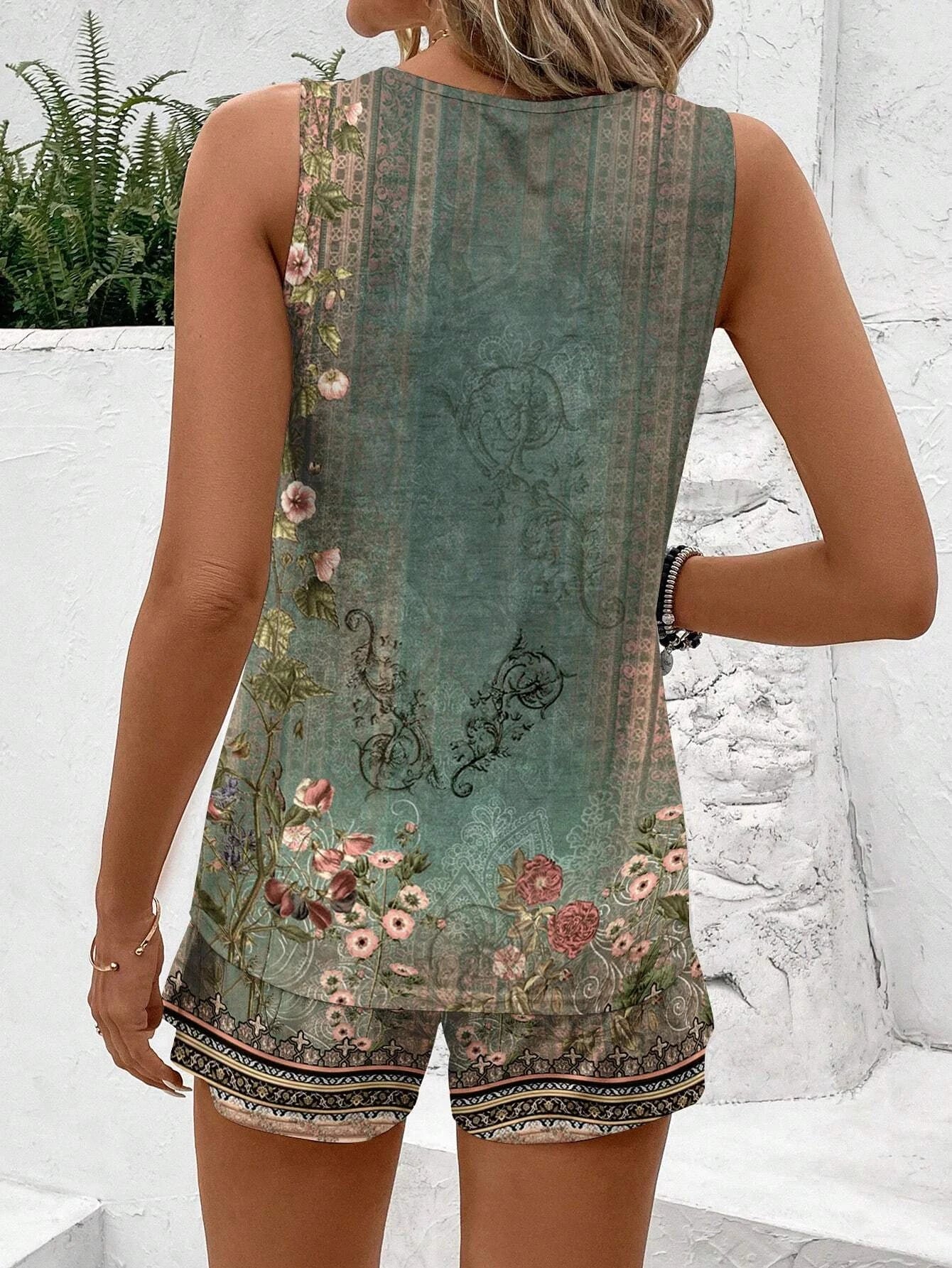 Women's Floral-Print Spring/Summer Casual Tank Top