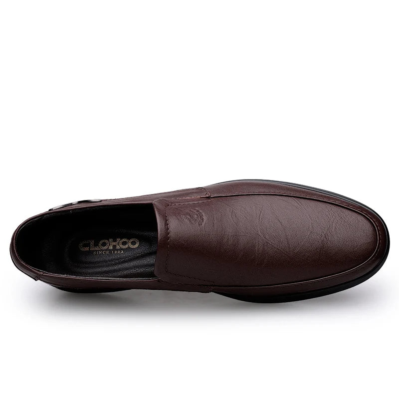 Men's Business Casual Shoes Handmade Layered Cowhide Rubber Bottom Leather Footwear for Office