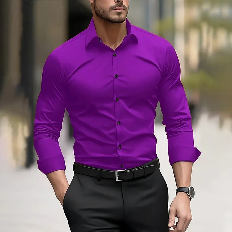 Men's formal solid color Long sleeved