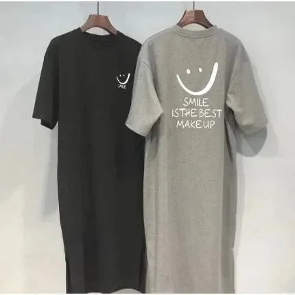 2026 Plus Size Summer Women's Smiley Side-Slit T-Shirt