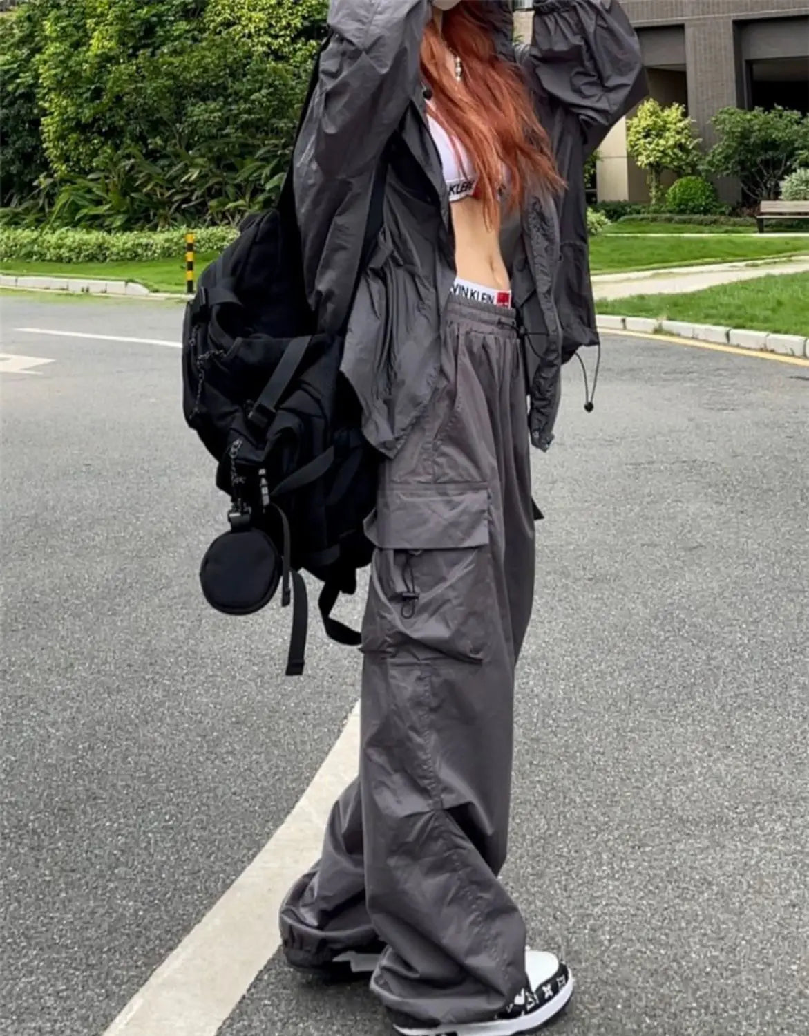 Parachute Black Pants Women Hippie Streetwear