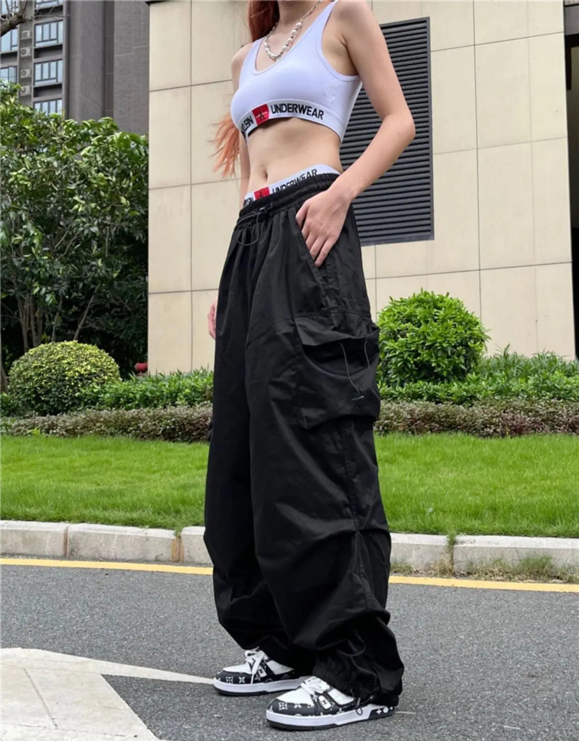 Parachute Black Pants Women Hippie Streetwear