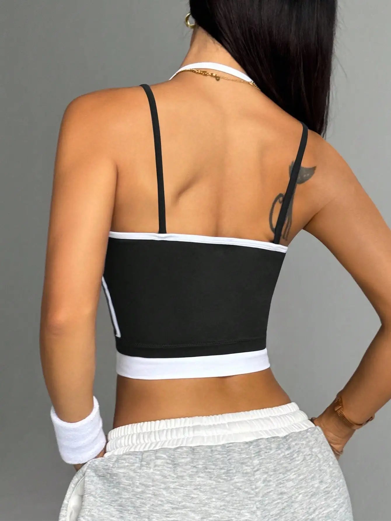 Color blocking non steel ring beautiful back sports vest for women