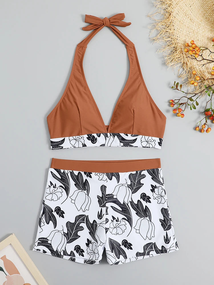 2026 Halter Bikini Set Short Swimsuit for Women
