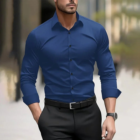 Men's formal solid color Long sleeved
