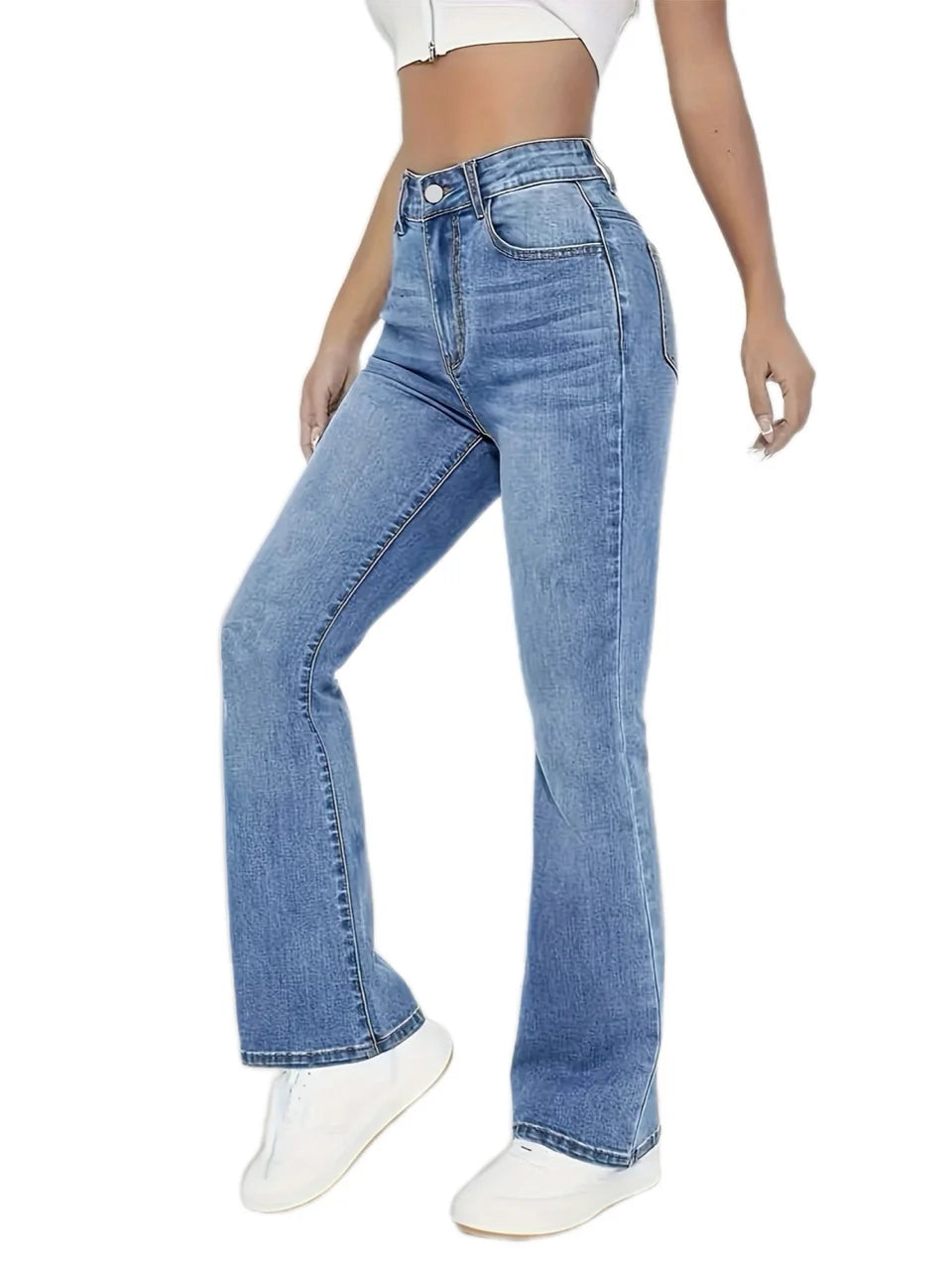 Womens Pants Casual Streetwear High Waist Denim