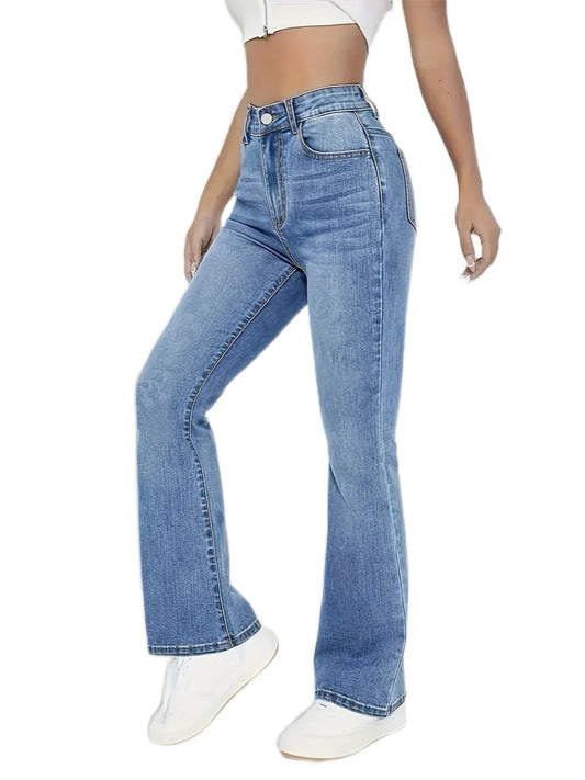 Womens Pants Casual Streetwear High Waist Denim