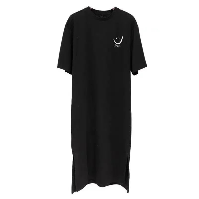 2026 Plus Size Summer Women's Smiley Side-Slit T-Shirt