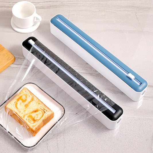 Multi-functional cling film cutter, tear-free sliding suitable for plastic and aluminum foil.