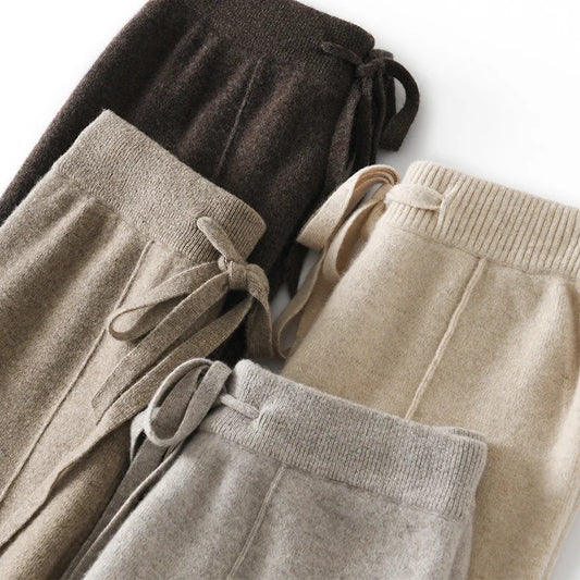 Women's High waisted warm knit wide leg straight leg pants for women