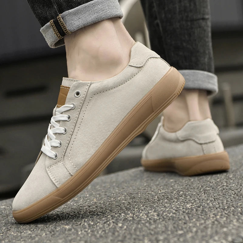 2026 Genuine Leather Men Vulcanized Shoes Fashion Casua