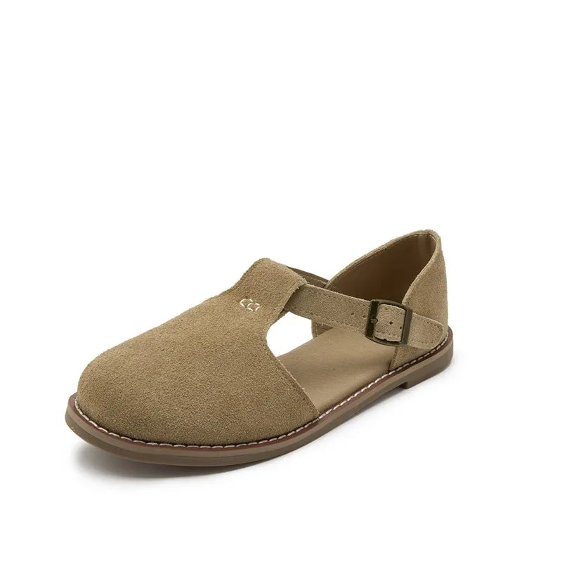 Flat-soled retro frosted genuine leather women's sandals 2026