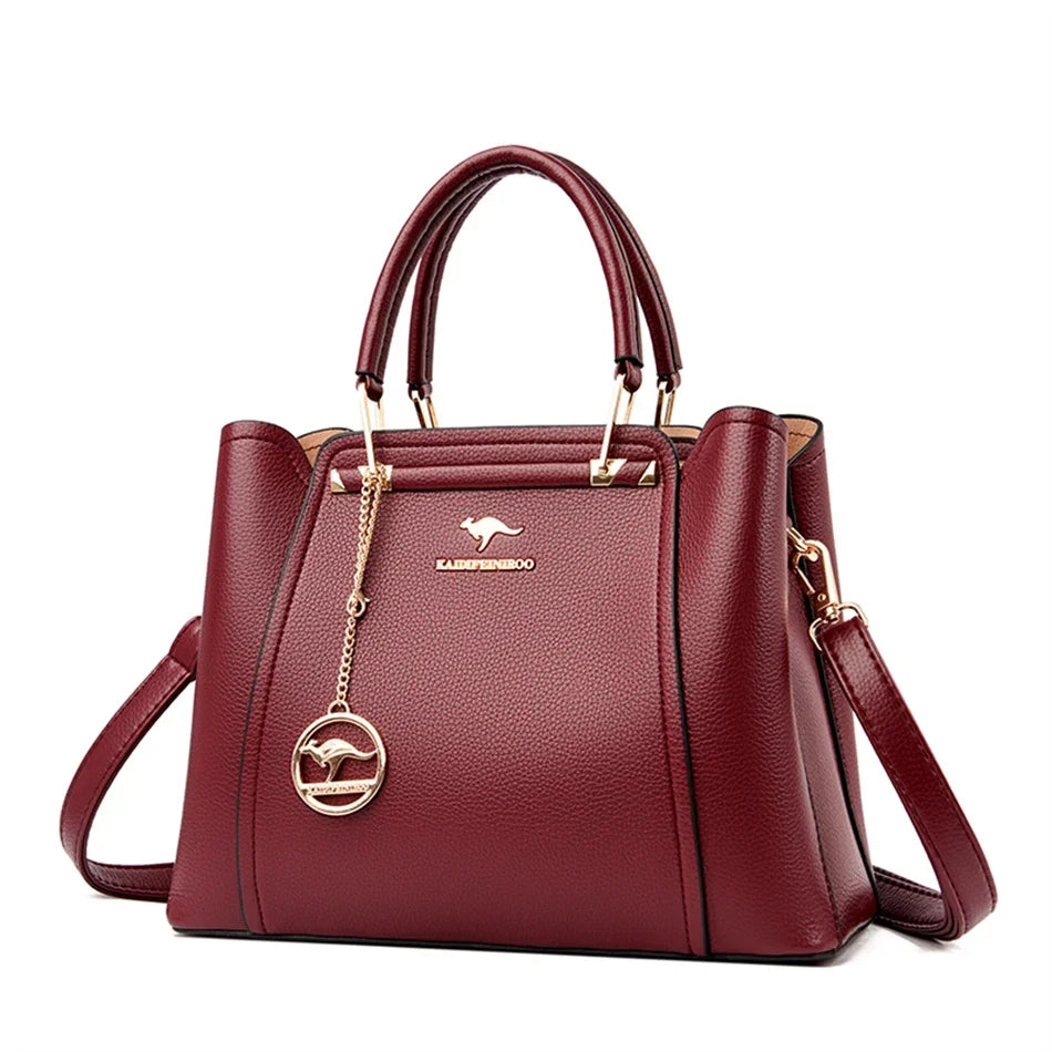 2026 Luxury Women Designer 3 Layers Large Capacity Leather Handbags