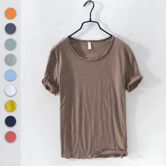 Retro Raw Edge T-Shirt for Men 100% Cotton