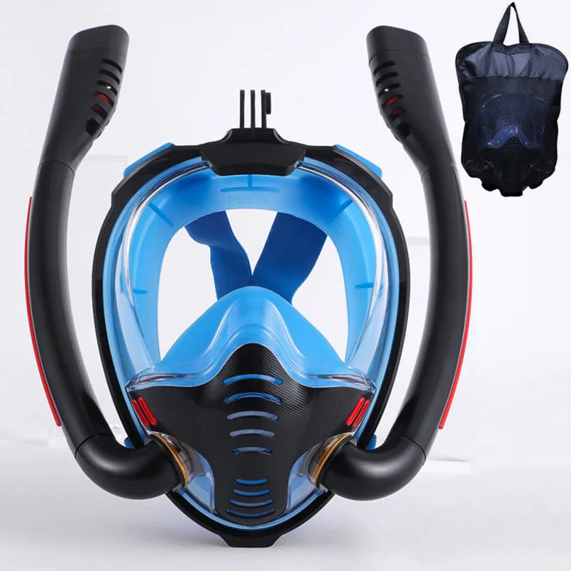high Quality Snorkeling Mask Double Tube Silicone Full Dry Diving Mask for Adult