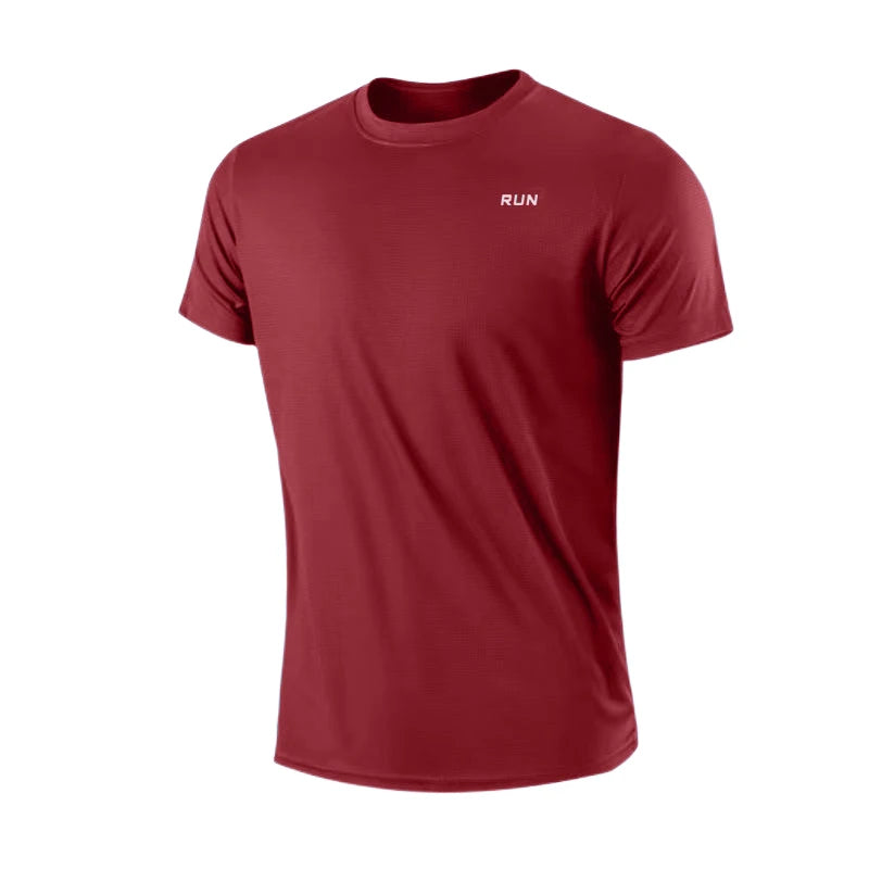 Men's Quick Dry Short Sleeve Gym Running Neck T-Shirt