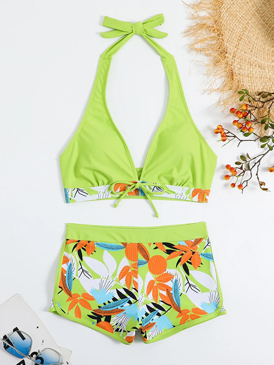 2026 Halter Bikini Set Short Swimsuit for Women