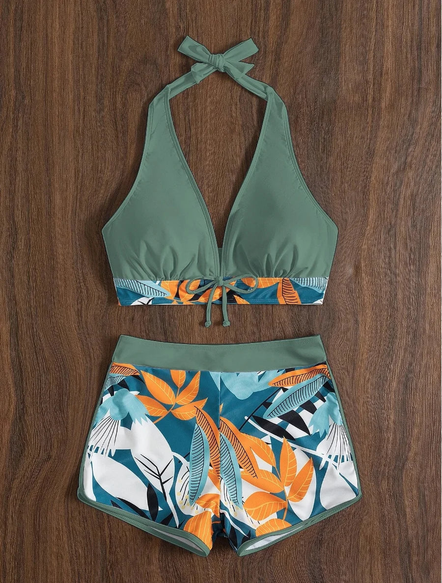 2026 Halter Bikini Set Short Swimsuit for Women