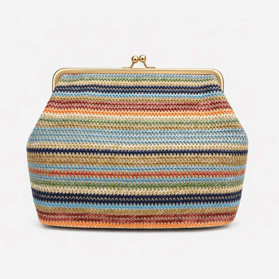 Fashion Large Striped Clip Shell Shoulder Bag for Women